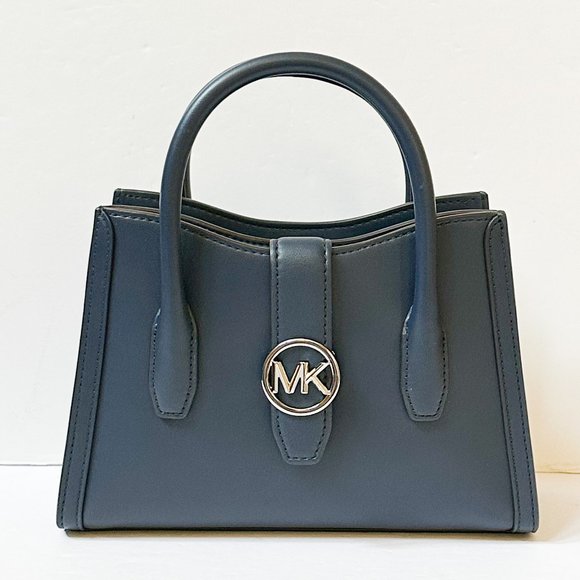 Michael Kors Gabby Small Satchel Top Zip Shoulder Crossbody Bag Navy - Picture 2 of 13